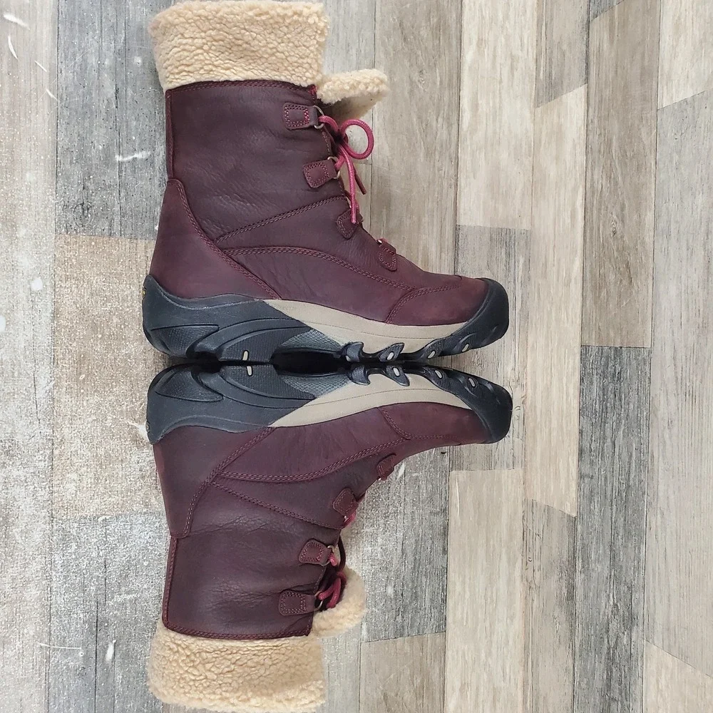 Keen Betty Short Womens Hiking Shoes Sz 10 Burgundy Brindle Lace Up Waterproof